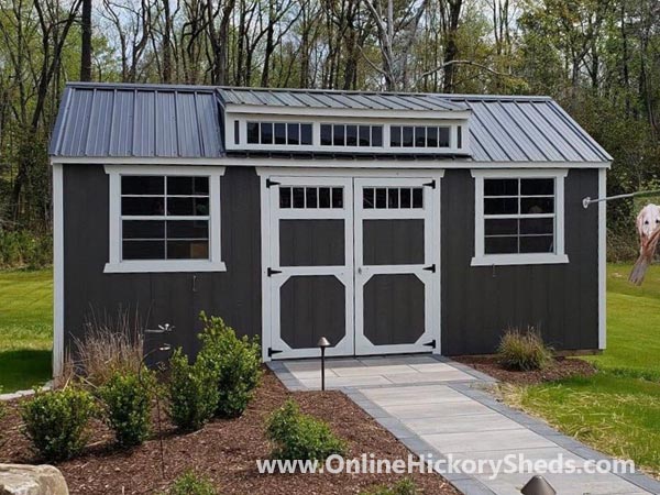 Hickory Sheds Dormer Utility Shed Stained Dark Ebony