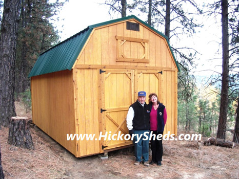 A couple happy with their new Hickory Shed