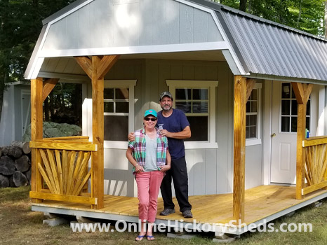 A couple happy with their new Hickory Shed