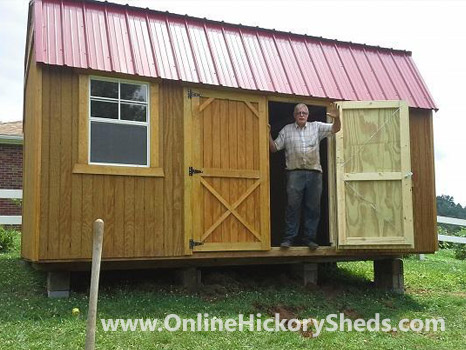 A man happy with his new Hickory Shed