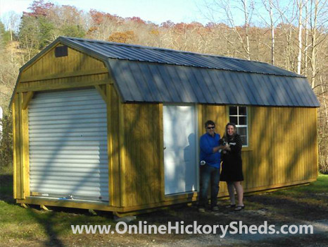 A couple happy with their new Hickory Shed