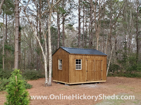 Hickory Sheds Side Utility Shed Stained Chestnut Brown