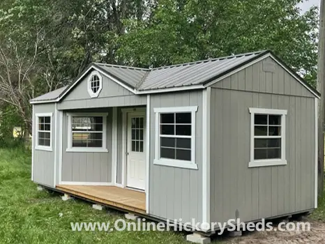 Side Utility Porch with a Gable Dormer painted gap gray