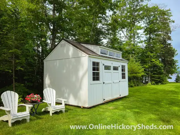 White Utility Shed with a Dormer Added