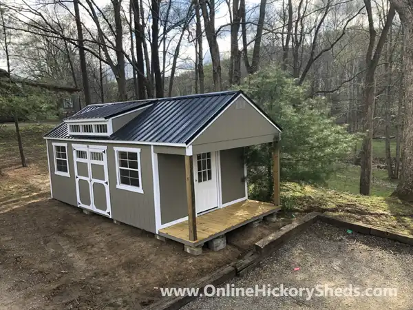 Front Porch Hickory Shed with a Utility Dormer Added