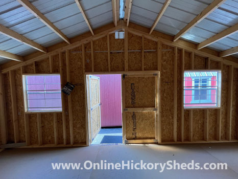 Hickory Sheds Side Gable interior door open